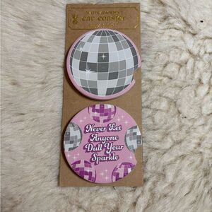 Simply Southern Pink and Gray Disco Ball Coasters